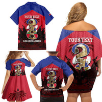 Personalized Les Grenadiers Haiti Football Family Matching Off Shoulder Short Dress and Hawaiian Shirt 2026 Nou Retounen Red Version - Wonder Print Shop