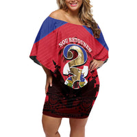 Personalized Les Grenadiers Haiti Football Family Matching Off Shoulder Short Dress and Hawaiian Shirt 2026 Nou Retounen Red Version - Wonder Print Shop