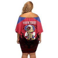 Personalized Les Grenadiers Haiti Football Family Matching Off Shoulder Short Dress and Hawaiian Shirt 2026 Nou Retounen Red Version - Wonder Print Shop