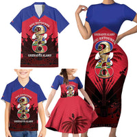 Personalized Les Grenadiers Haiti Football Family Matching Short Sleeve Bodycon Dress and Hawaiian Shirt 2026 Nou Retounen Red Version - Wonder Print Shop