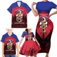Personalized Les Grenadiers Haiti Football Family Matching Short Sleeve Bodycon Dress and Hawaiian Shirt 2026 Nou Retounen Red Version - Wonder Print Shop
