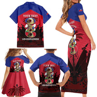 Personalized Les Grenadiers Haiti Football Family Matching Short Sleeve Bodycon Dress and Hawaiian Shirt 2026 Nou Retounen Red Version - Wonder Print Shop