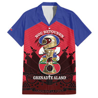 Personalized Les Grenadiers Haiti Football Family Matching Short Sleeve Bodycon Dress and Hawaiian Shirt 2026 Nou Retounen Red Version - Wonder Print Shop