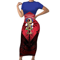 Personalized Les Grenadiers Haiti Football Family Matching Short Sleeve Bodycon Dress and Hawaiian Shirt 2026 Nou Retounen Red Version - Wonder Print Shop