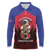 Personalized Les Grenadiers Haiti Football Long Sleeve Polo Shirt 2026 Nou Retounen Red Version - Wonder Print Shop