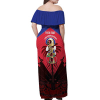 Personalized Les Grenadiers Haiti Football Off Shoulder Maxi Dress 2026 Nou Retounen Red Version - Wonder Print Shop