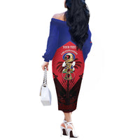 Personalized Les Grenadiers Haiti Football Off The Shoulder Long Sleeve Dress 2026 Nou Retounen Red Version - Wonder Print Shop