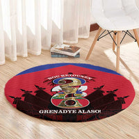 Les Grenadiers Haiti Football Round Carpet 2026 Nou Retounen Red Version - Wonder Print Shop