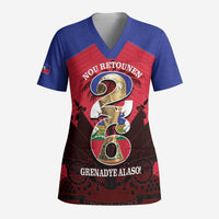 Personalized Les Grenadiers Haiti Football Scrub Top 2026 Nou Retounen Red Version - Wonder Print Shop