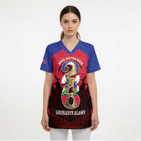 Personalized Les Grenadiers Haiti Football Scrub Top 2026 Nou Retounen Red Version - Wonder Print Shop