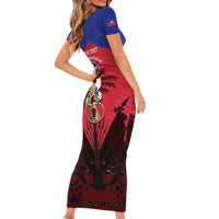 Personalized Les Grenadiers Haiti Football Short Sleeve Bodycon Dress 2026 Nou Retounen Red Version - Wonder Print Shop