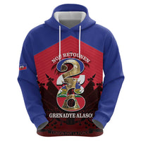 Personalized Les Grenadiers Haiti Football Zip Hoodie 2026 Nou Retounen Red Version - Wonder Print Shop