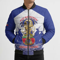 Personalized Les Grenadiers Haiti Football Bomber Puffer Jacket 2026 Nou Retounen White Version - Wonder Print Shop