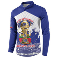 Personalized Les Grenadiers Haiti Football Button Sweatshirt 2026 Nou Retounen White Version - Wonder Print Shop