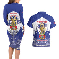 Personalized Les Grenadiers Haiti Football Couples Matching Long Sleeve Bodycon Dress and Hawaiian Shirt 2026 Nou Retounen White Version - Wonder Print Shop