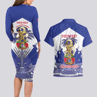 Personalized Les Grenadiers Haiti Football Couples Matching Long Sleeve Bodycon Dress and Hawaiian Shirt 2026 Nou Retounen White Version - Wonder Print Shop