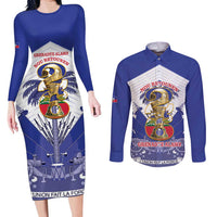 Personalized Les Grenadiers Haiti Football Couples Matching Long Sleeve Bodycon Dress and Long Sleeve Button Shirt 2026 Nou Retounen White Version - Wonder Print Shop
