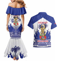 Personalized Les Grenadiers Haiti Football Couples Matching Mermaid Dress and Hawaiian Shirt 2026 Nou Retounen White Version - Wonder Print Shop