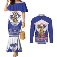 Personalized Les Grenadiers Haiti Football Couples Matching Mermaid Dress and Long Sleeve Button Shirt 2026 Nou Retounen White Version - Wonder Print Shop