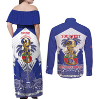 Personalized Les Grenadiers Haiti Football Couples Matching Off Shoulder Maxi Dress and Long Sleeve Button Shirt 2026 Nou Retounen White Version - Wonder Print Shop
