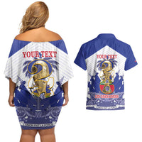 Personalized Les Grenadiers Haiti Football Couples Matching Off Shoulder Short Dress and Hawaiian Shirt 2026 Nou Retounen White Version - Wonder Print Shop