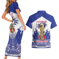 Personalized Les Grenadiers Haiti Football Couples Matching Short Sleeve Bodycon Dress and Hawaiian Shirt 2026 Nou Retounen White Version - Wonder Print Shop
