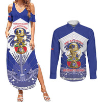 Personalized Les Grenadiers Haiti Football Couples Matching Summer Maxi Dress and Long Sleeve Button Shirt 2026 Nou Retounen White Version - Wonder Print Shop