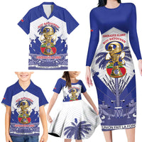 Personalized Les Grenadiers Haiti Football Family Matching Long Sleeve Bodycon Dress and Hawaiian Shirt 2026 Nou Retounen White Version - Wonder Print Shop