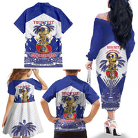 Personalized Les Grenadiers Haiti Football Family Matching Off The Shoulder Long Sleeve Dress and Hawaiian Shirt 2026 Nou Retounen White Version - Wonder Print Shop
