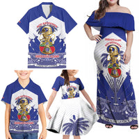 Personalized Les Grenadiers Haiti Football Family Matching Off Shoulder Maxi Dress and Hawaiian Shirt 2026 Nou Retounen White Version - Wonder Print Shop