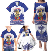 Personalized Les Grenadiers Haiti Football Family Matching Puletasi and Hawaiian Shirt 2026 Nou Retounen White Version - Wonder Print Shop