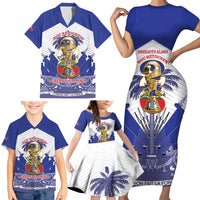 Personalized Les Grenadiers Haiti Football Family Matching Short Sleeve Bodycon Dress and Hawaiian Shirt 2026 Nou Retounen White Version - Wonder Print Shop