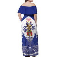 Personalized Les Grenadiers Haiti Football Off Shoulder Maxi Dress 2026 Nou Retounen White Version - Wonder Print Shop