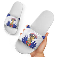 Les Grenadiers Haiti Football Slide Sandals 2026 Nou Retounen White Version - Wonder Print Shop