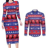 Haiti Christmas Couples Matching Long Sleeve Bodycon Dress and Long Sleeve Button Shirt Jwaye Nwel Ayiti Neg Marron Veve Vodou - Wonder Print Shop