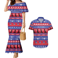 Haiti Christmas Couples Matching Mermaid Dress and Hawaiian Shirt Jwaye Nwel Ayiti Neg Marron Veve Vodou - Wonder Print Shop