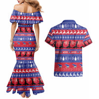 Haiti Christmas Couples Matching Mermaid Dress and Hawaiian Shirt Jwaye Nwel Ayiti Neg Marron Veve Vodou - Wonder Print Shop