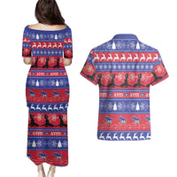Haiti Christmas Couples Matching Puletasi and Hawaiian Shirt Jwaye Nwel Ayiti Neg Marron Veve Vodou - Wonder Print Shop