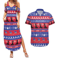 Haiti Christmas Couples Matching Summer Maxi Dress and Hawaiian Shirt Jwaye Nwel Ayiti Neg Marron Veve Vodou - Wonder Print Shop