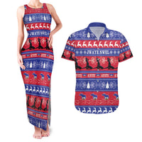 Haiti Christmas Couples Matching Tank Maxi Dress and Hawaiian Shirt Jwaye Nwel Ayiti Neg Marron Veve Vodou - Wonder Print Shop