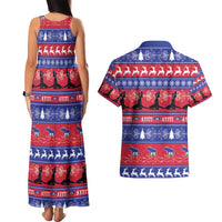 Haiti Christmas Couples Matching Tank Maxi Dress and Hawaiian Shirt Jwaye Nwel Ayiti Neg Marron Veve Vodou - Wonder Print Shop