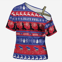Haiti Christmas Cross Shoulder Shirt Jwaye Nwel Ayiti Neg Marron Veve Vodou - Wonder Print Shop