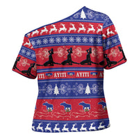 Haiti Christmas Cross Shoulder Shirt Jwaye Nwel Ayiti Neg Marron Veve Vodou - Wonder Print Shop
