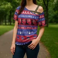 Haiti Christmas Cross Shoulder Shirt Jwaye Nwel Ayiti Neg Marron Veve Vodou - Wonder Print Shop