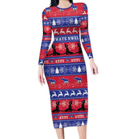 Haiti Christmas Family Matching Long Sleeve Bodycon Dress and Hawaiian Shirt Jwaye Nwel Ayiti Neg Marron Veve Vodou - Wonder Print Shop