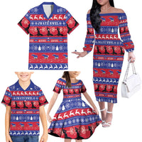 Haiti Christmas Family Matching Off The Shoulder Long Sleeve Dress and Hawaiian Shirt Jwaye Nwel Ayiti Neg Marron Veve Vodou - Wonder Print Shop