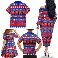 Haiti Christmas Family Matching Off The Shoulder Long Sleeve Dress and Hawaiian Shirt Jwaye Nwel Ayiti Neg Marron Veve Vodou - Wonder Print Shop