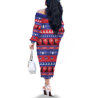 Haiti Christmas Family Matching Off The Shoulder Long Sleeve Dress and Hawaiian Shirt Jwaye Nwel Ayiti Neg Marron Veve Vodou - Wonder Print Shop