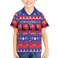 Haiti Christmas Family Matching Off The Shoulder Long Sleeve Dress and Hawaiian Shirt Jwaye Nwel Ayiti Neg Marron Veve Vodou - Wonder Print Shop