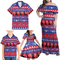 Haiti Christmas Family Matching Off Shoulder Maxi Dress and Hawaiian Shirt Jwaye Nwel Ayiti Neg Marron Veve Vodou - Wonder Print Shop